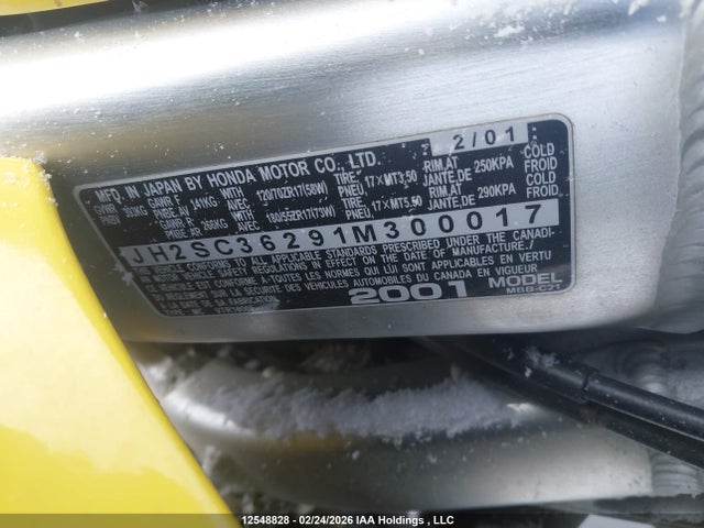 Aukcja sprzedaży 2001 Honda Vtr1000 F/canada, vin: JH2SC36291M300017, numer aukcji: 12548828