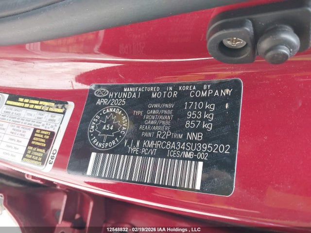 12548832 :رقم المزاد ، KMHRC8A34SU395202 vin ، 2025 Hyundai Venue Sel/limited مزاد بيع