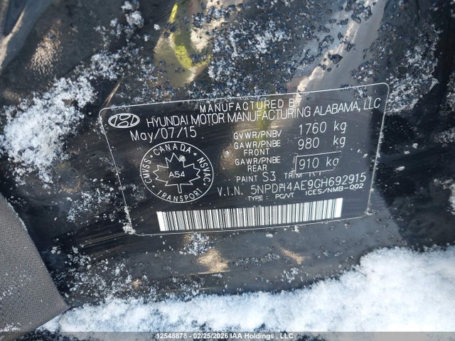 2016 Hyundai Elantra Gl მანქანა იყიდება აუქციონზე, vin: 5NPDH4AE9GH692915, აუქციონის ნომერი: 12548878