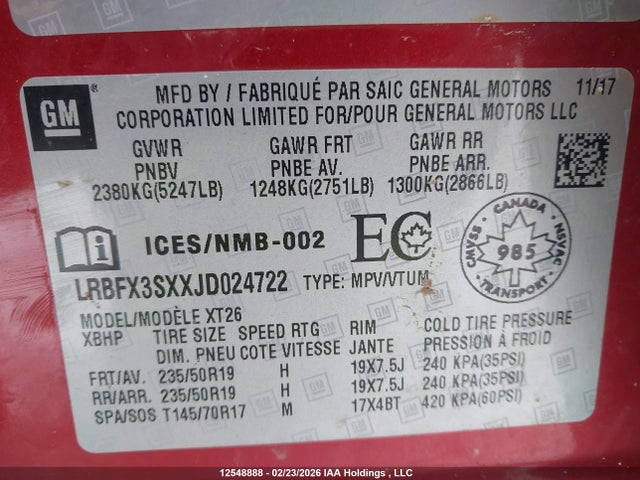 LRBFX3SXXJD024722 Buick Envision Premium