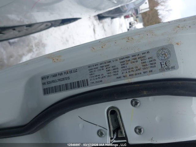 Продажа на аукционе авто 2024 Dodge Ram 2500, vin: 3C6UR5CL7RG287315, номер лота: 12548897