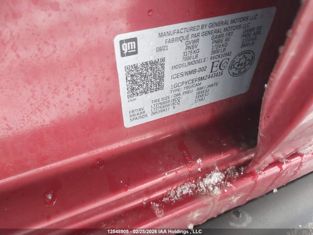 12548905 :رقم المزاد ، 1GCPYCEF9MZ443416 vin ، 2021 Chevrolet Silverado 1500 Custom Trail Boss مزاد بيع