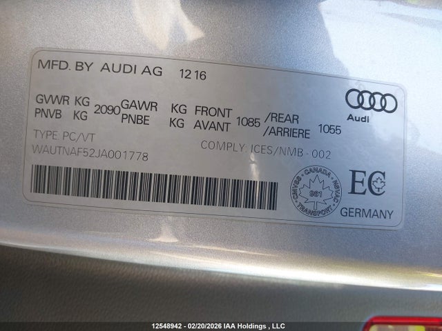 WAUTNAF52JA001778 Audi A5 Premium Plus S-line