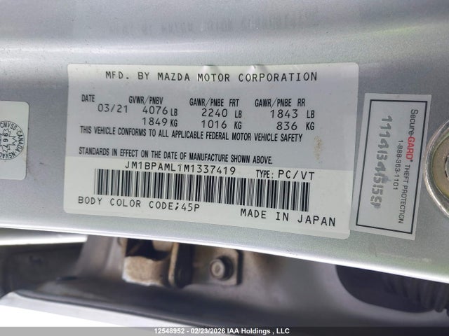 Mazda Mazda3 Gt 2021 JM1BPAML1M1337419 Image 9