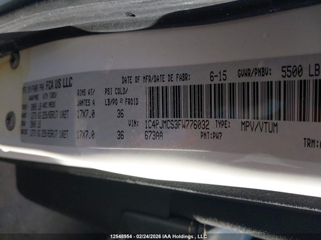 Продажа на аукционе авто 2015 Jeep Cherokee North, vin: 1C4PJMCS3FW776032, номер лота: 12548954