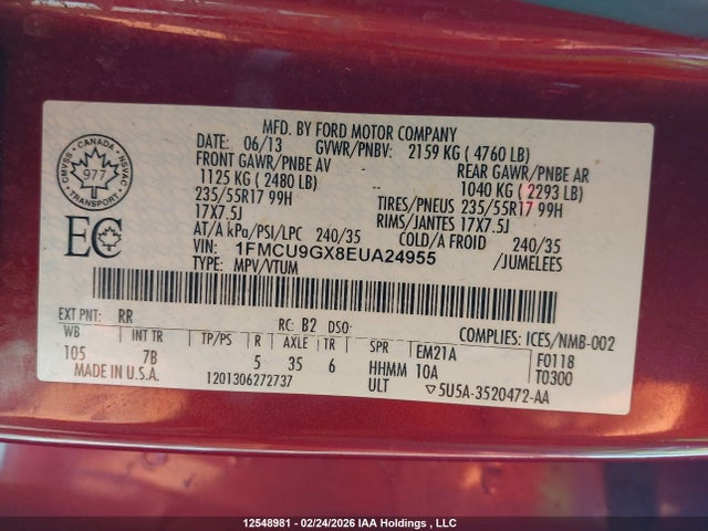 1FMCU9GX8EUA24955 Ford Escape