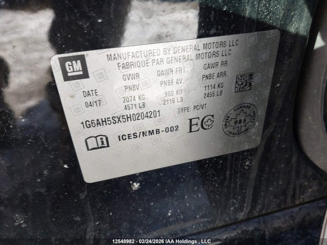 Auction sale of the 2017 Cadillac Ats, vin: 1G6AH5SX5H0204201, lot number: 12548982