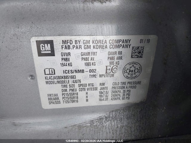 Продаж на аукціоні авто 2019 Buick Encore Preferred, vin: KL4CJASB0KB851683, номер лоту: 12548993