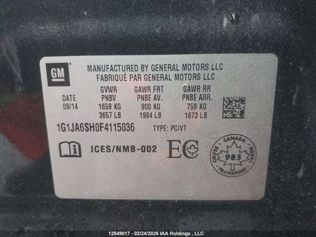 1G1JA6SH0F4115036 Chevrolet SONIC LS