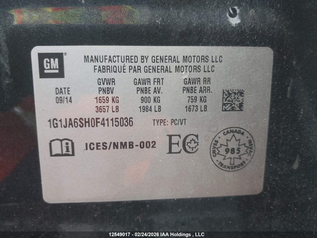 1G1JA6SH0F4115036 Chevrolet SONIC LS
