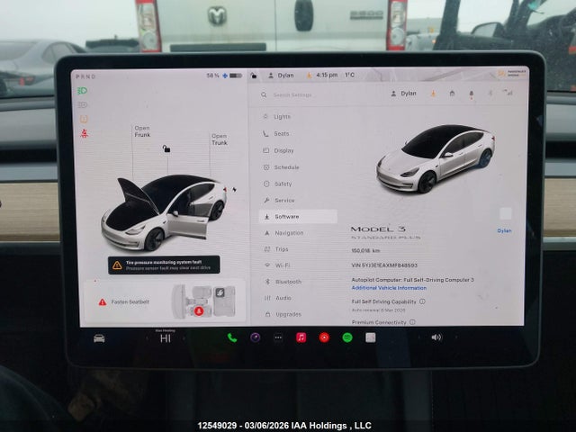 Aukcja sprzedaży 2021 Tesla Model 3 Standard Range/standard Range Plus, vin: 5YJ3E1EAXMF848593, numer aukcji: 12549029