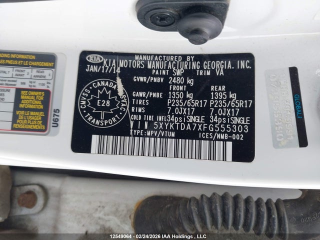 5XYKTDA7XFG555303 KIA SORENTO LX