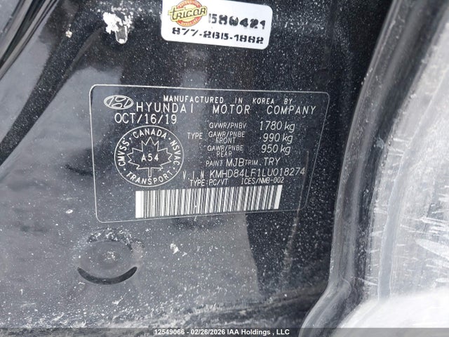 KMHD84LF1LU018274 Hyundai Elantra Preferred With Sun And Safety Package Auto Ivt