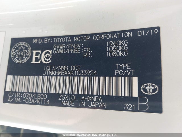 JTNKHMBXXK1033924 Toyota C-HR XLE