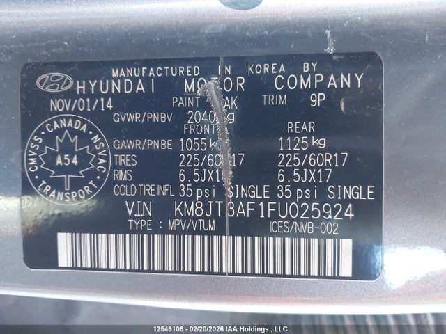 KM8JT3AF1FU025924 Hyundai TUCSON GLS