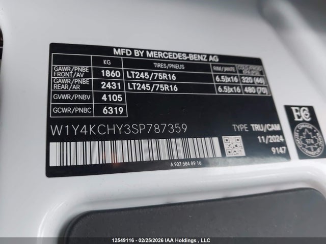 Mercedes-Benz Sprinter 2500 2025 W1Y4KCHY3SP787359 Image 9