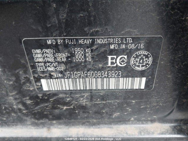 JF1GPAF60G8343923 Subaru Impreza