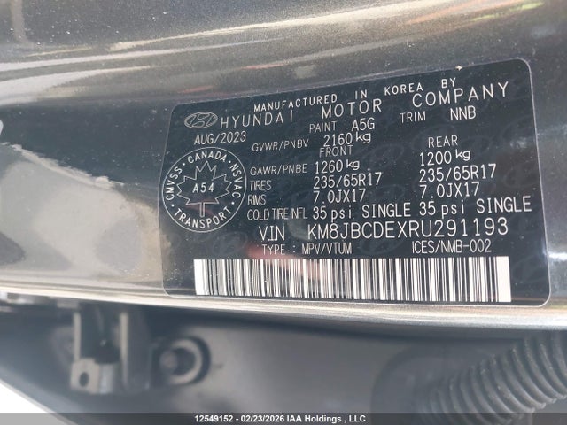 Продаж на аукціоні авто 2024 Hyundai Tucson Preferred Awd, vin: KM8JBCDEXRU291193, номер лоту: 12549152