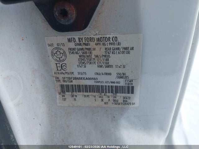 12549161 :رقم المزاد ، 1FTBF2B65EEA00560 vin ، 2014 Ford F-250 Xl/xlt مزاد بيع