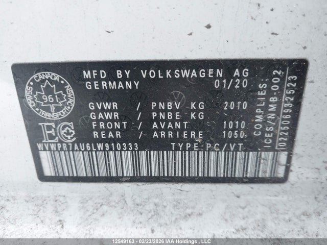 WVWPR7AU6LW910333 Volkswagen E-golf Comfortline