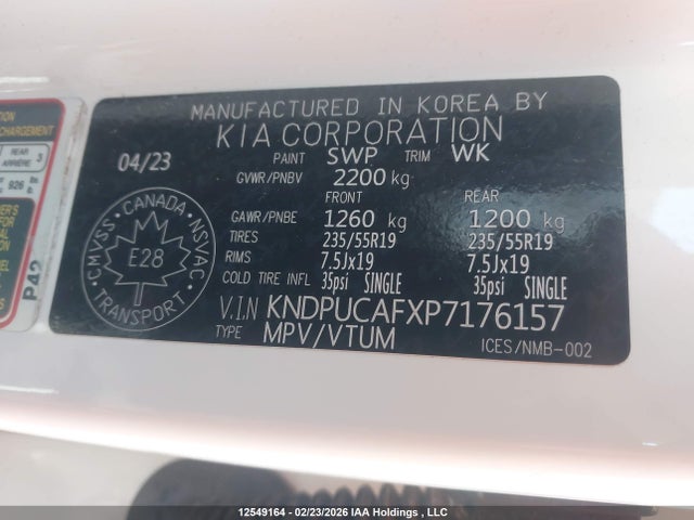 Aukcja sprzedaży 2023 Kia Sportage Lx, vin: KNDPUCAFXP7176157, numer aukcji: 12549164
