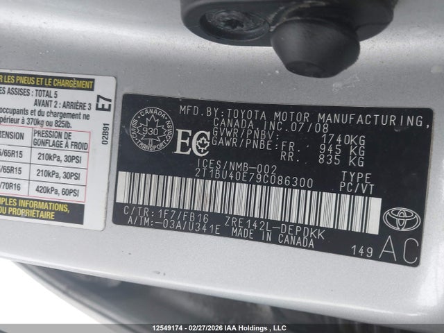 Aukcja sprzedaży 2009 Toyota Corolla Ce, vin: 2T1BU40E79C086300, numer aukcji: 12549174