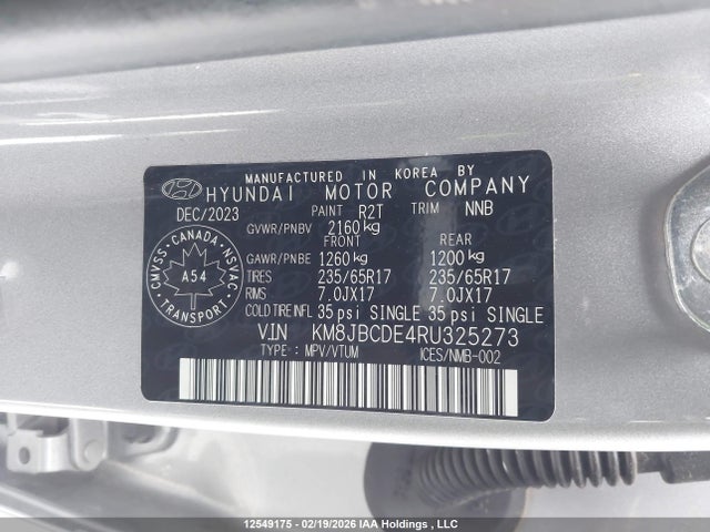 Aukcja sprzedaży 2024 Hyundai Tucson Sel, vin: KM8JBCDE4RU325273, numer aukcji: 12549175