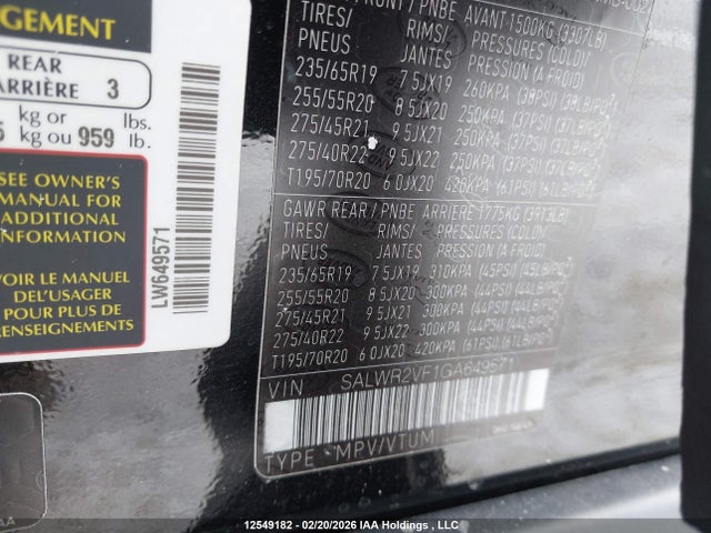 SALWR2VF1GA649571 Land Rover Range Rover Sport Hse