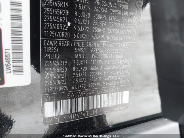 SALWR2VF1GA649571 Land Rover Range Rover Sport Hse