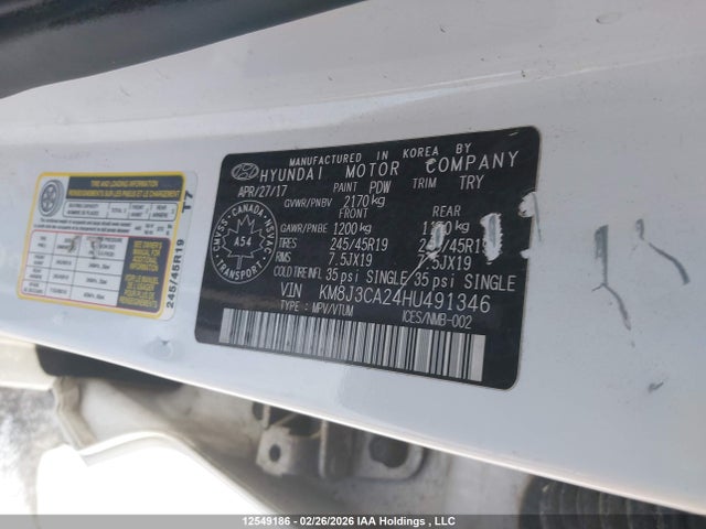 KM8J3CA24HU491346 Hyundai Tucson