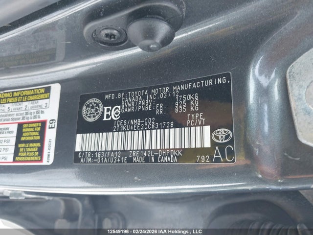 Aukcja sprzedaży 2012 Toyota Matrix Wagon, vin: 2T1KU4EE2CC831728, numer aukcji: 12549196