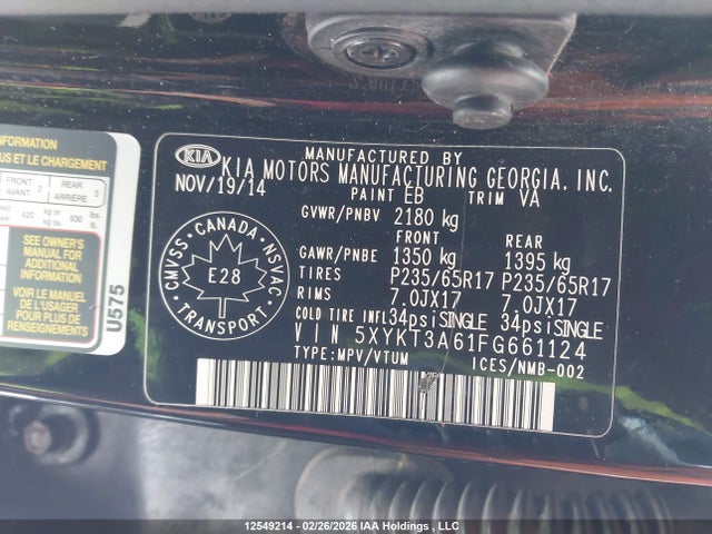 5XYKT3A61FG661124 KIA Sorento