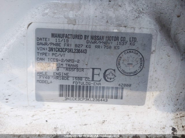 3N1CK3CP3KL236443 Nissan Micra