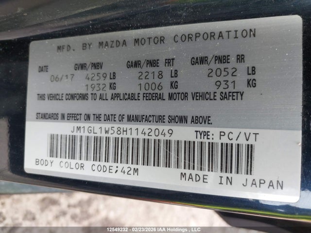 JM1GL1W58H1142049 Mazda 6 Grand Touring