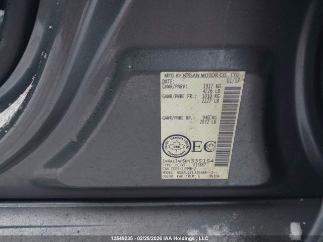 1N4AL3AP5HN335154 Nissan Altima 2.5/2.5 S/2.5 Sl/2.5 Sr/2.5 Sv