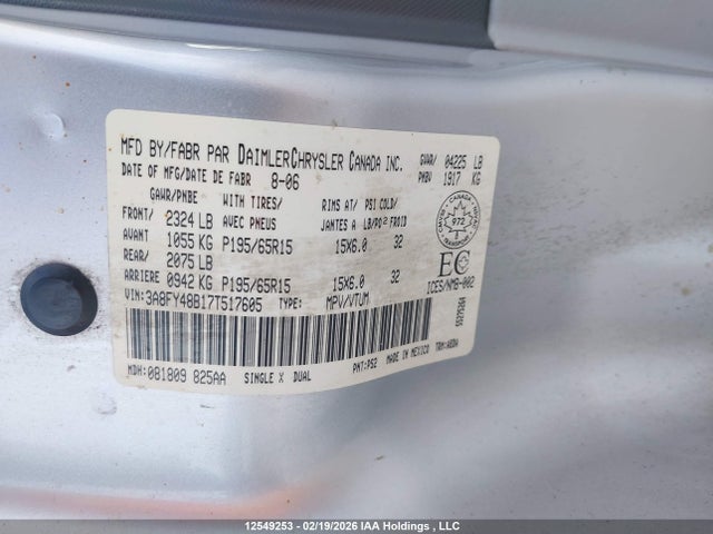 2007 Chrysler Pt Cruiser მანქანა იყიდება აუქციონზე, vin: 3A8FY48B17T517605, აუქციონის ნომერი: 12549253