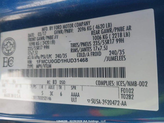 1FMCU0GD1HUD31468 Ford ESCAPE SE