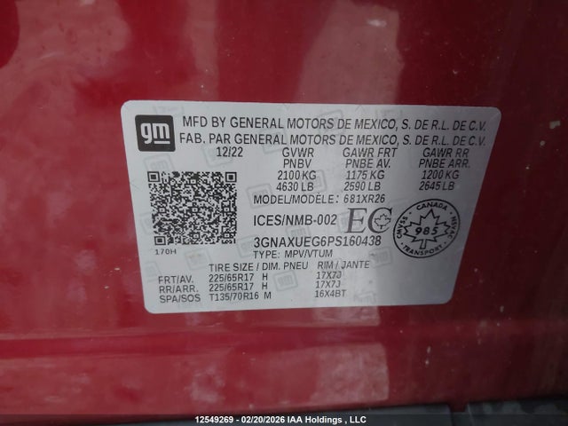 3GNAXUEG6PS160438 Chevrolet EQUINOX LT