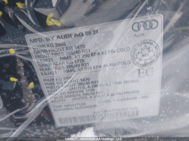 12549277 :رقم المزاد ، WA1MVBF70SD011850 vin ، 2025 Audi Q7 55 Progressiv مزاد بيع