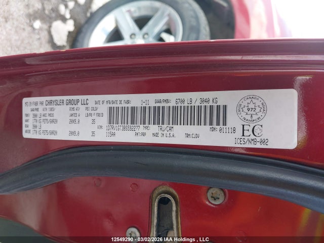 2011 Ram Ram 1500 Sport მანქანა იყიდება აუქციონზე, vin: 1D7RV1GT3BS592277, აუქციონის ნომერი: 12549290