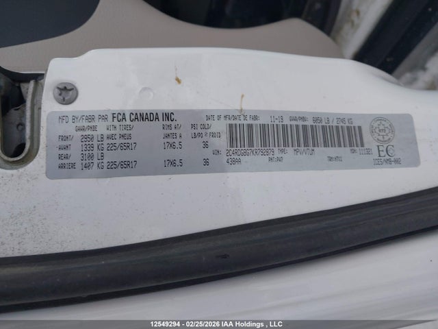 2C4RDGBG7KR792879 Dodge Grand Caravan Cvp/sxt