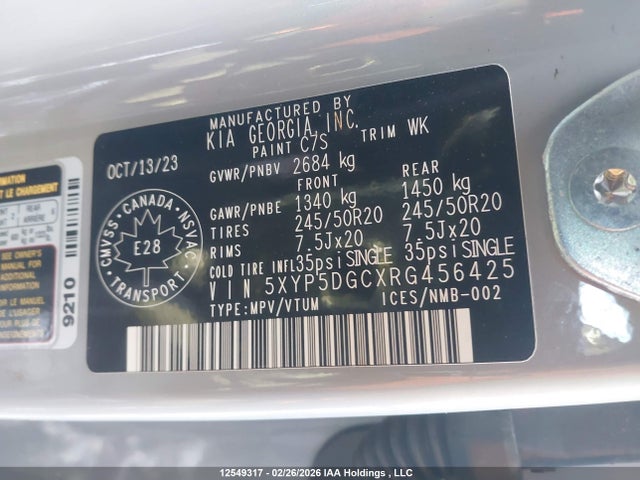 5XYP5DGCXRG456425 KIA Telluride