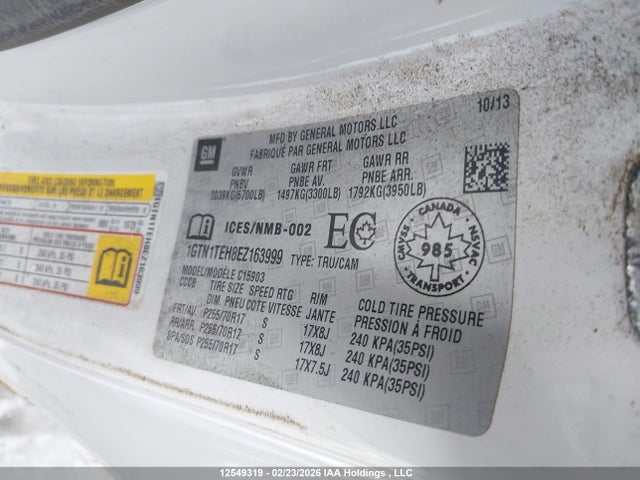 Aukcja sprzedaży 2014 Gmc Sierra C1500, vin: 1GTN1TEH8EZ163999, numer aukcji: 12549319