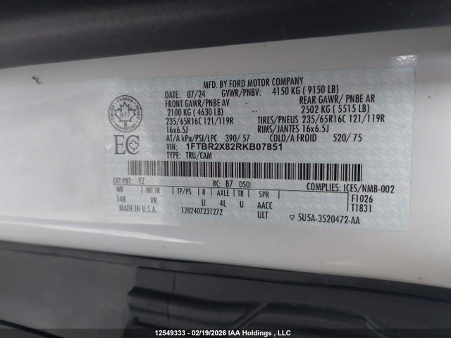 1FTBR2X82RKB07851 Ford Transit T-250