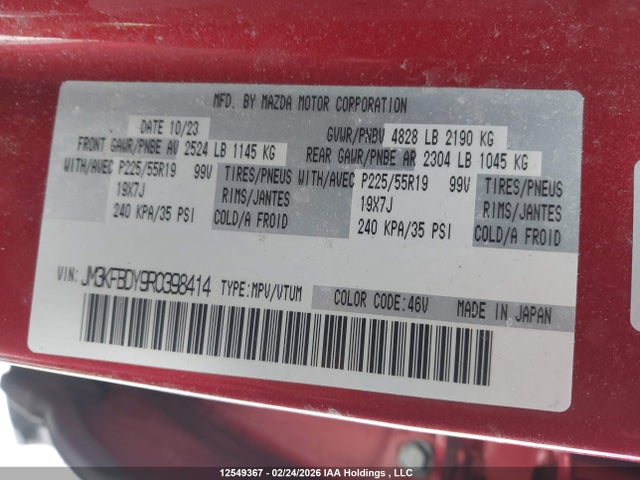 JM3KFBDY9R0398414 Mazda Cx-5 Premium