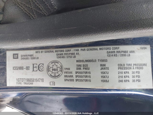 Aukcja sprzedaży 2005 Gmc Canyon Sl/sle, vin: 1GTDT196658164710, numer aukcji: 12549383
