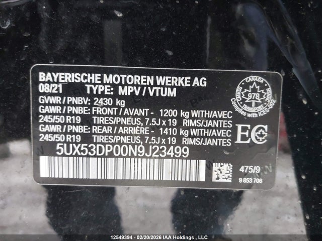 5UX53DP00N9J23499 BMW X3 Xdrive30i