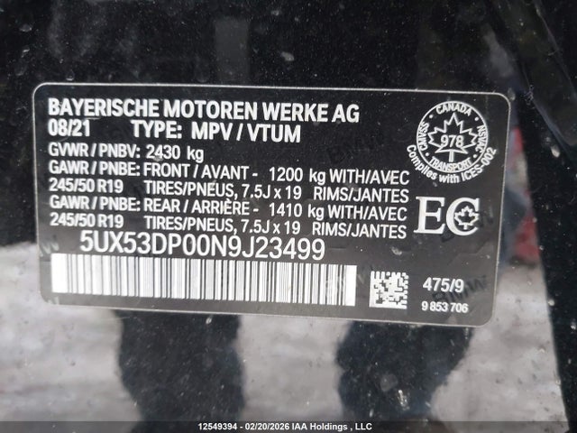 5UX53DP00N9J23499 BMW X3 Xdrive30i