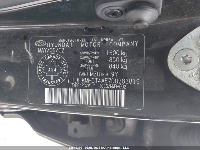 Продажа на аукционе авто 2013 Hyundai Accent Gl, vin: KMHCT4AE7DU283819, номер лота: 12549396
