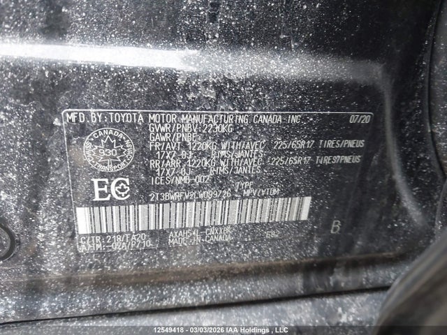 2T3BWRFV2LW099726 Toyota RAV4 LE